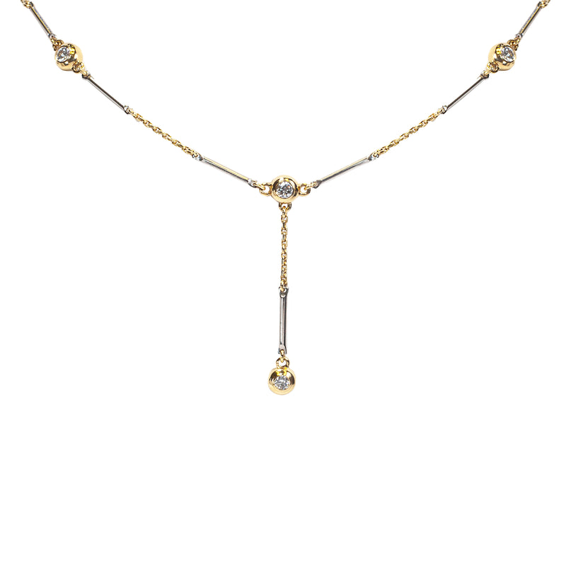 18ct Yellow and White Gold Diamond Drop Necklace