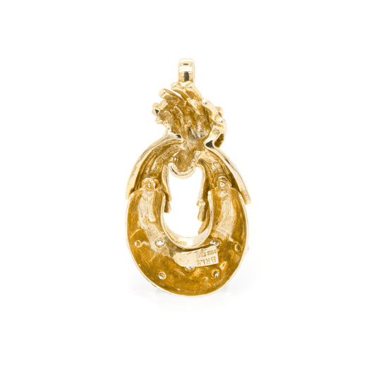 Ben Rosenfeld Diamond and 18 Carat Yellow Gold Open Work Stylised Oval Pendant