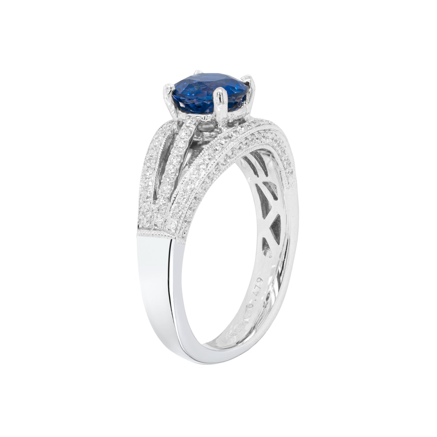 1.42ct Sapphire and Diamond 18 Carat White Gold Engagement Ring