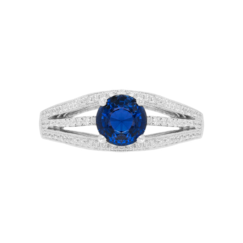 1.42ct Sapphire and Diamond 18 Carat White Gold Engagement Ring
