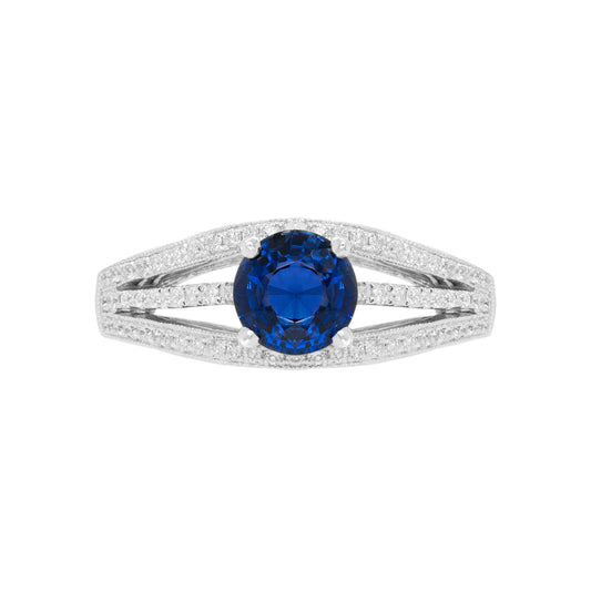 1.42ct Sapphire and Diamond 18 Carat White Gold Engagement Ring