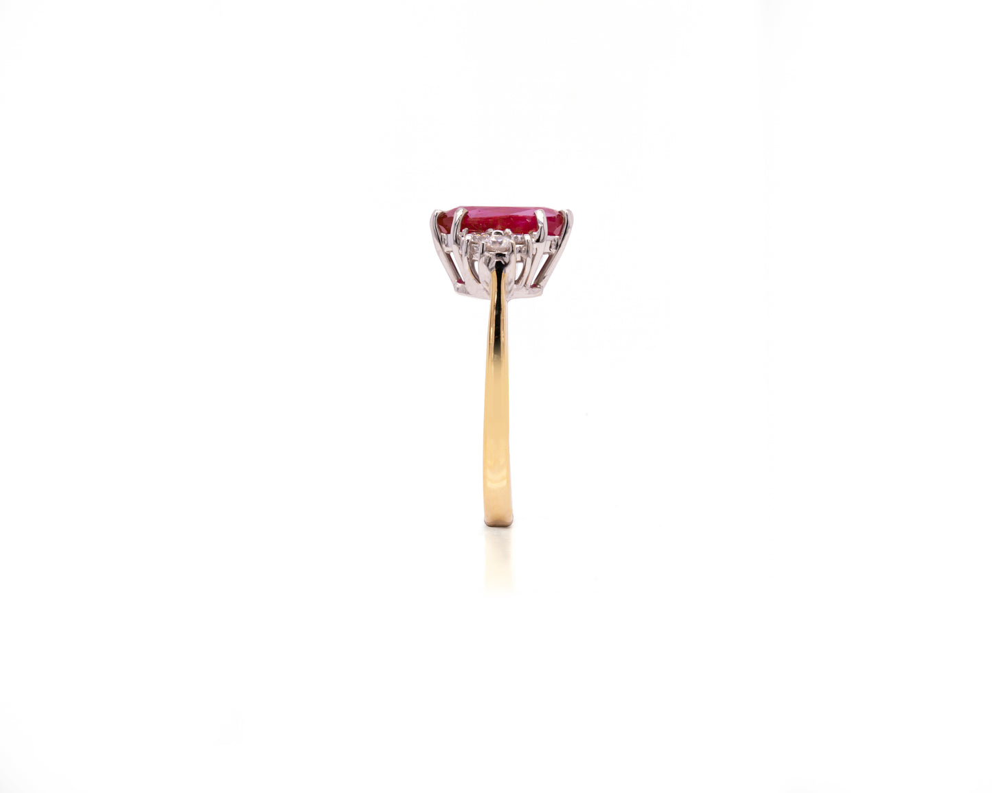 3.31ct Ruby and Diamond 18 Carat White & Yellow Gold Engagement Ring