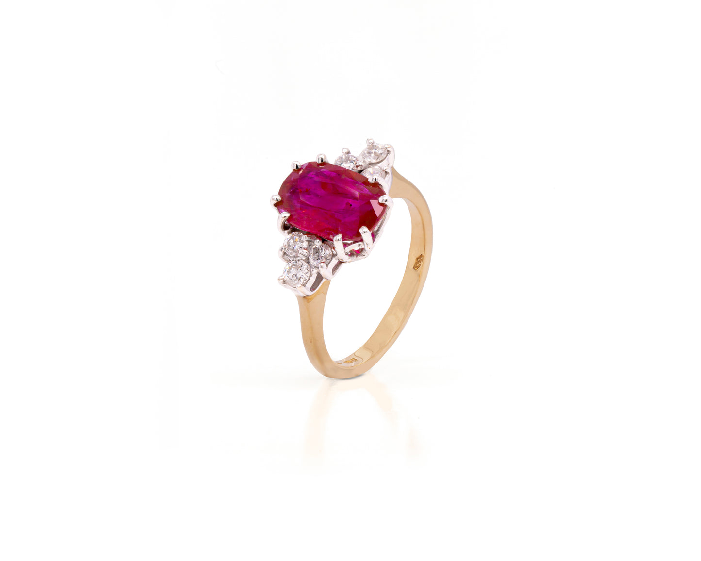 3.31ct Ruby and Diamond 18 Carat White & Yellow Gold Engagement Ring