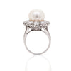 South Sea Pearl and Diamond 18 Carat White Gold Cluster Flower Engagement Ring
