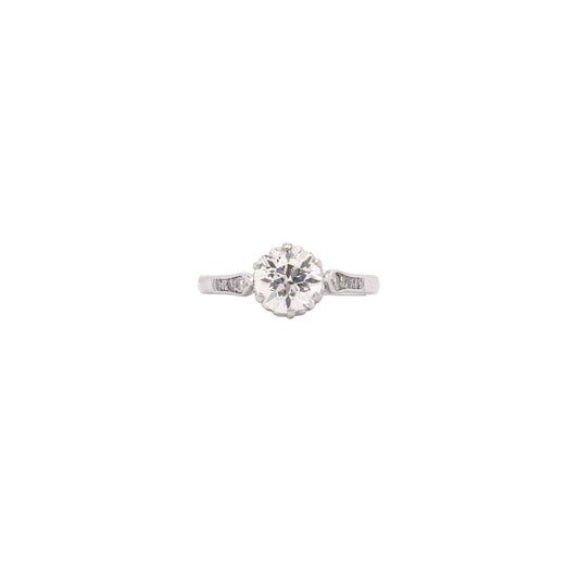 1.18ct Old Cut Diamond and Platinum Engagement Ring