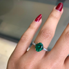 1.77 Carat Oval Emerald and Diamond platinum and 18 Carat Gold Engagement Ring