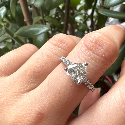 1.00 Carat Heart Shaped Diamond Platinum Engagement Ring