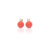 Coral and Diamond 18 Carat Yellow Gold Stud Earrings