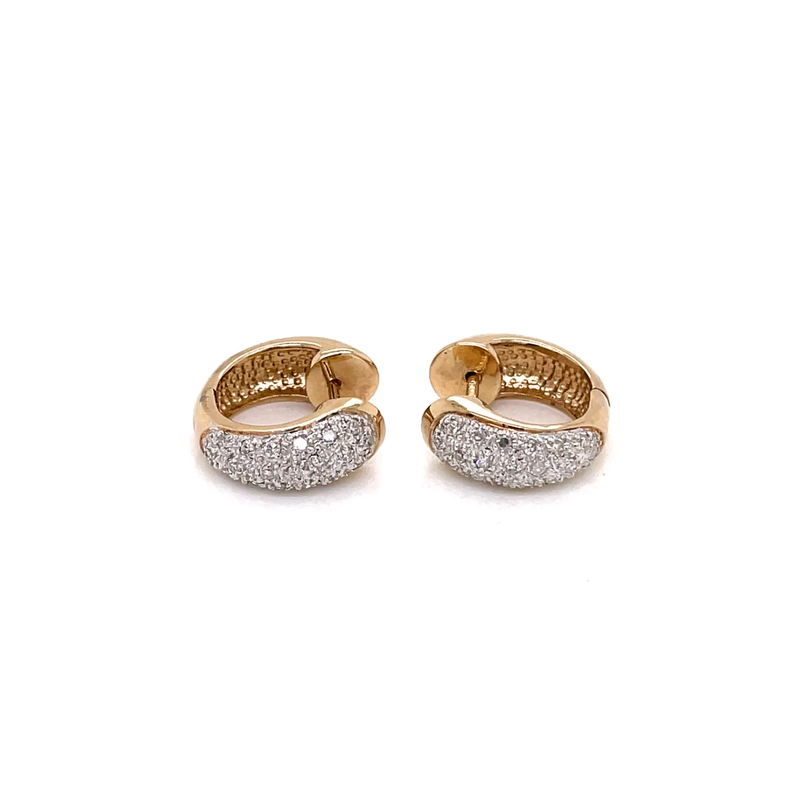Diamond 9 Carat White and Yellow Gold Small Hoop Earrings