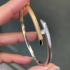 Diamond 18 Carat White and Yellow Gold Two Tone Crossover Bangle