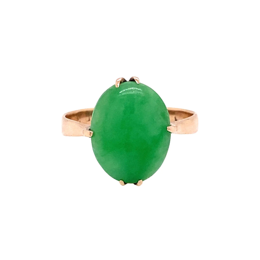 Cabochon Jadeite and 9 Carat Rose Gold Vintage Dress Ring