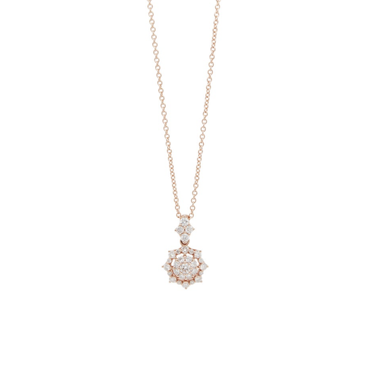 Diamond 14 Carat Rose Gold Open Work Star Pendant Necklace