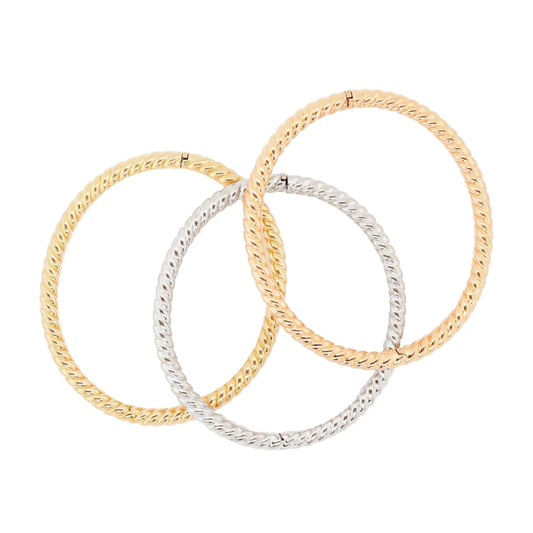 Italian 18 Carat Yellow Gold Rope Twist Bangle Bracelet