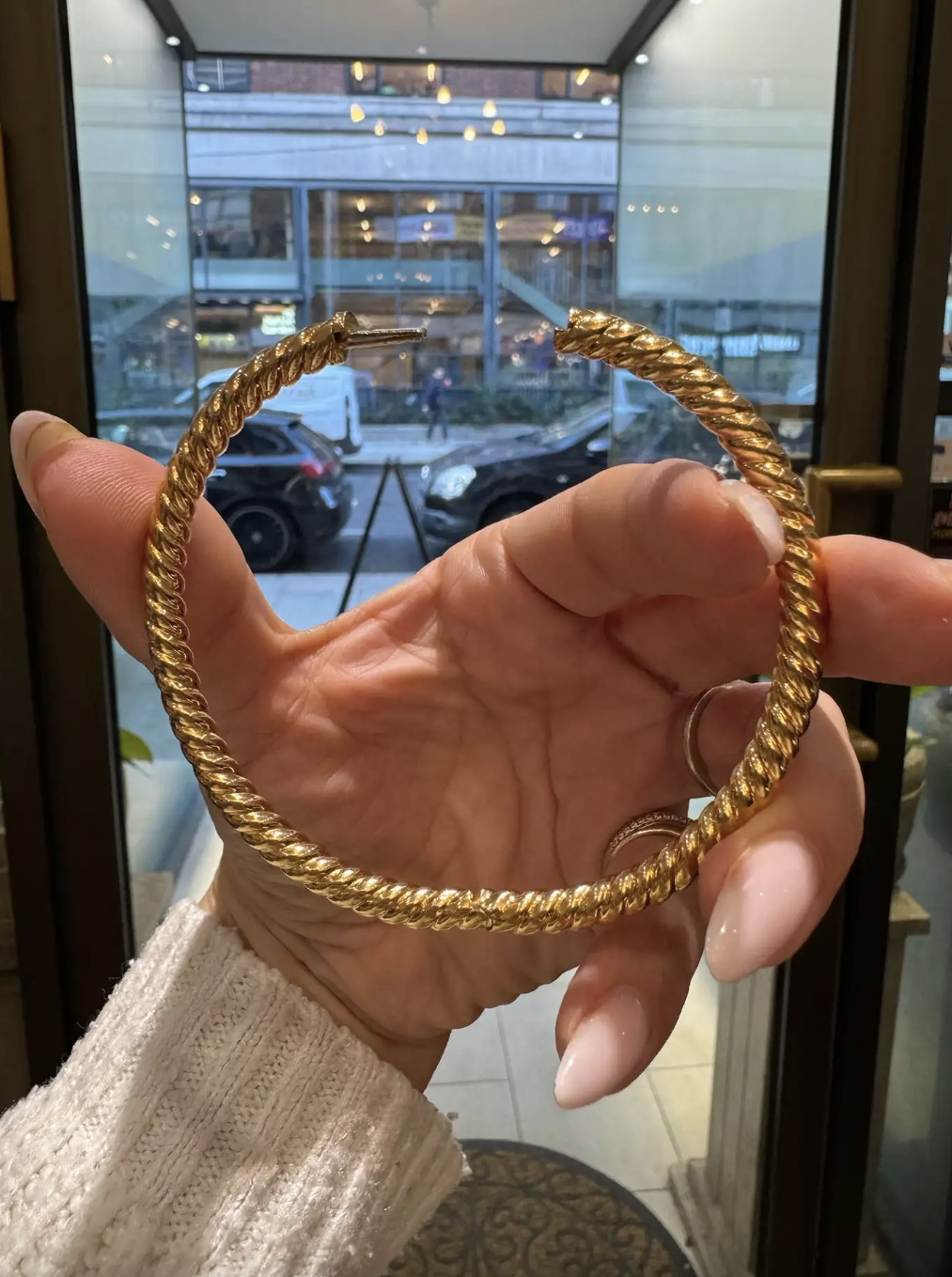 Italian 18 Carat Rose Gold Rope Twist Bangle Bracelet