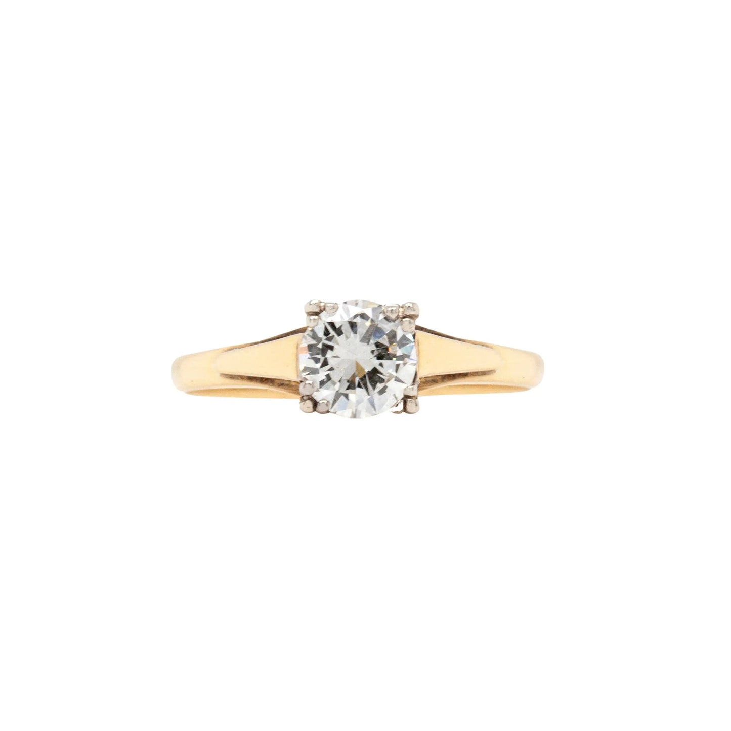 O.69 Carat Diamond and 18 Carat Yellow and White Gold Solitaire Engagement Ring