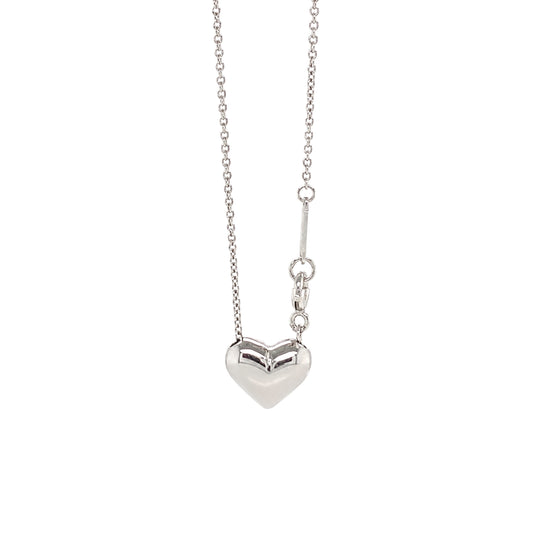 Tiffany & Co. Etoile Three Diamond Puffy Heart Pendant Necklace in Platinum