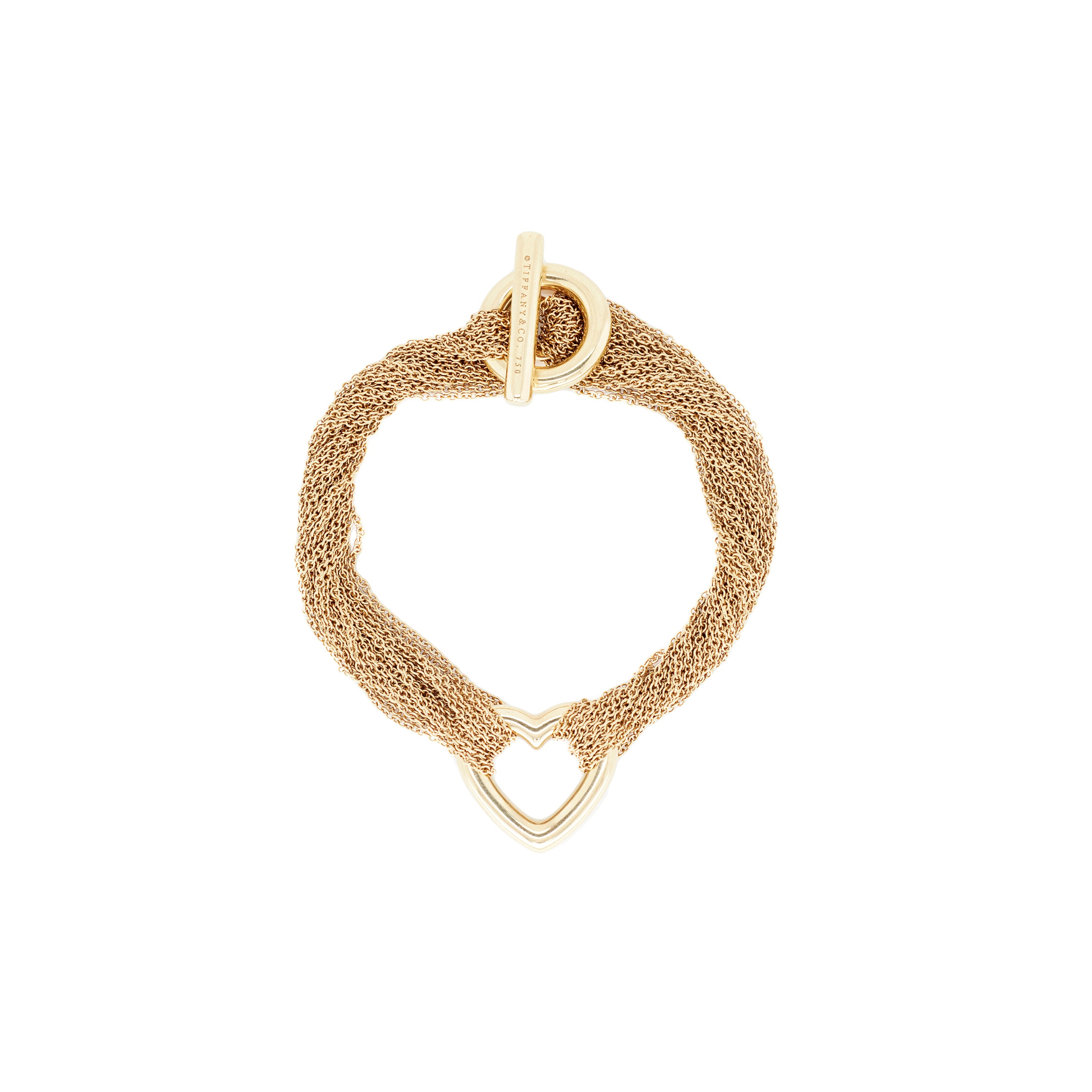 Tiffany & Co. Open Heart 18K Yellow Gold Multi-Chain Bracelet with