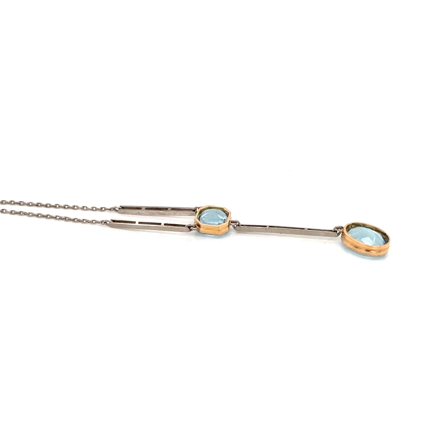 1920's Aquamarine and Palladium Drop Necklace