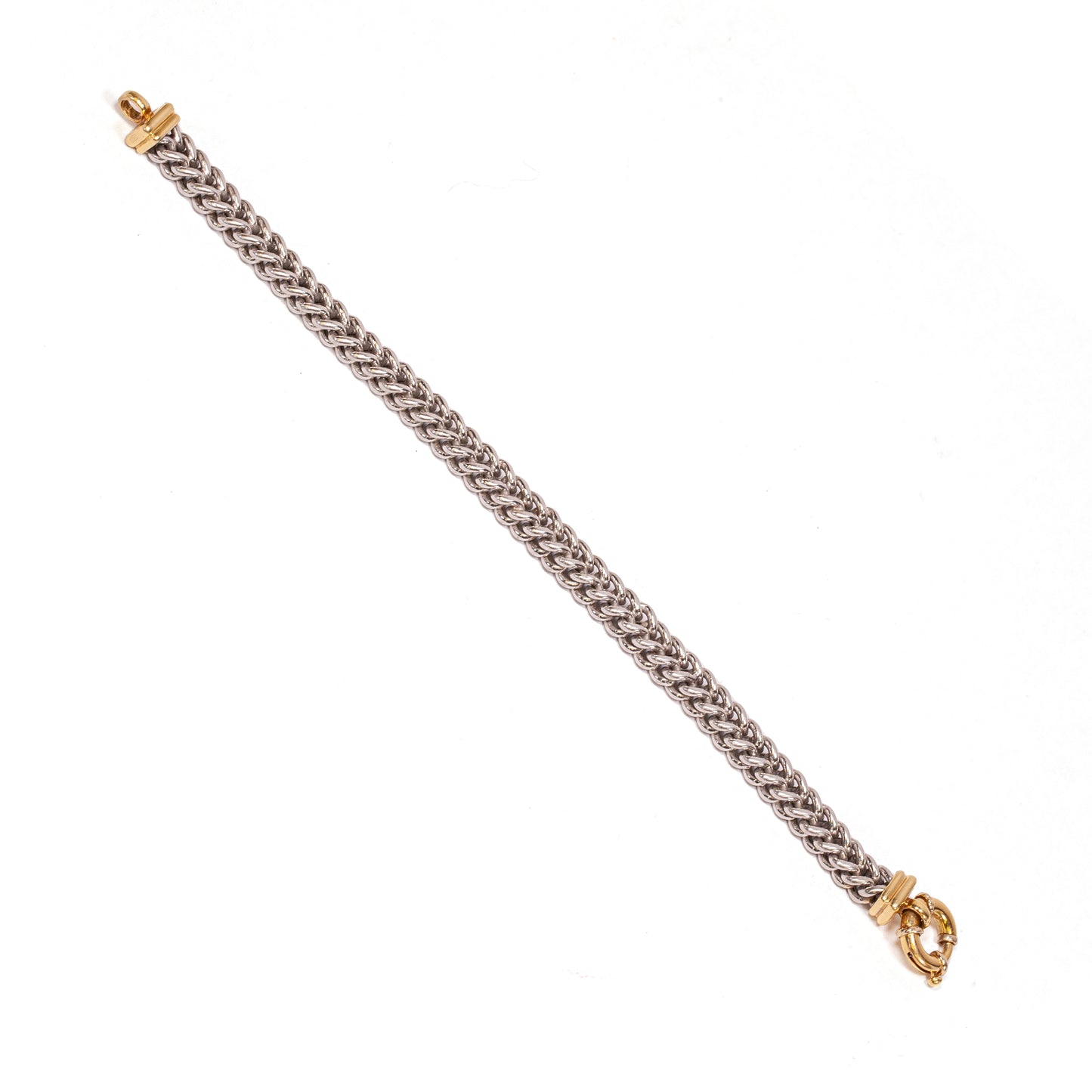 Platinum and 18 Carat Yellow Gold Franco Link Chain Bracelet