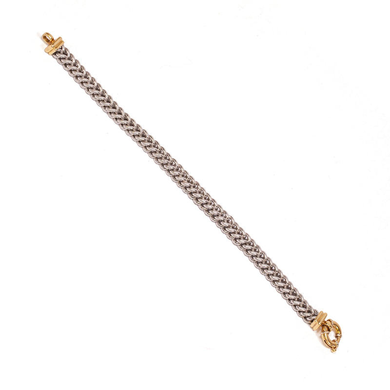 Platinum and 18 Carat Yellow Gold Franco Link Chain Bracelet