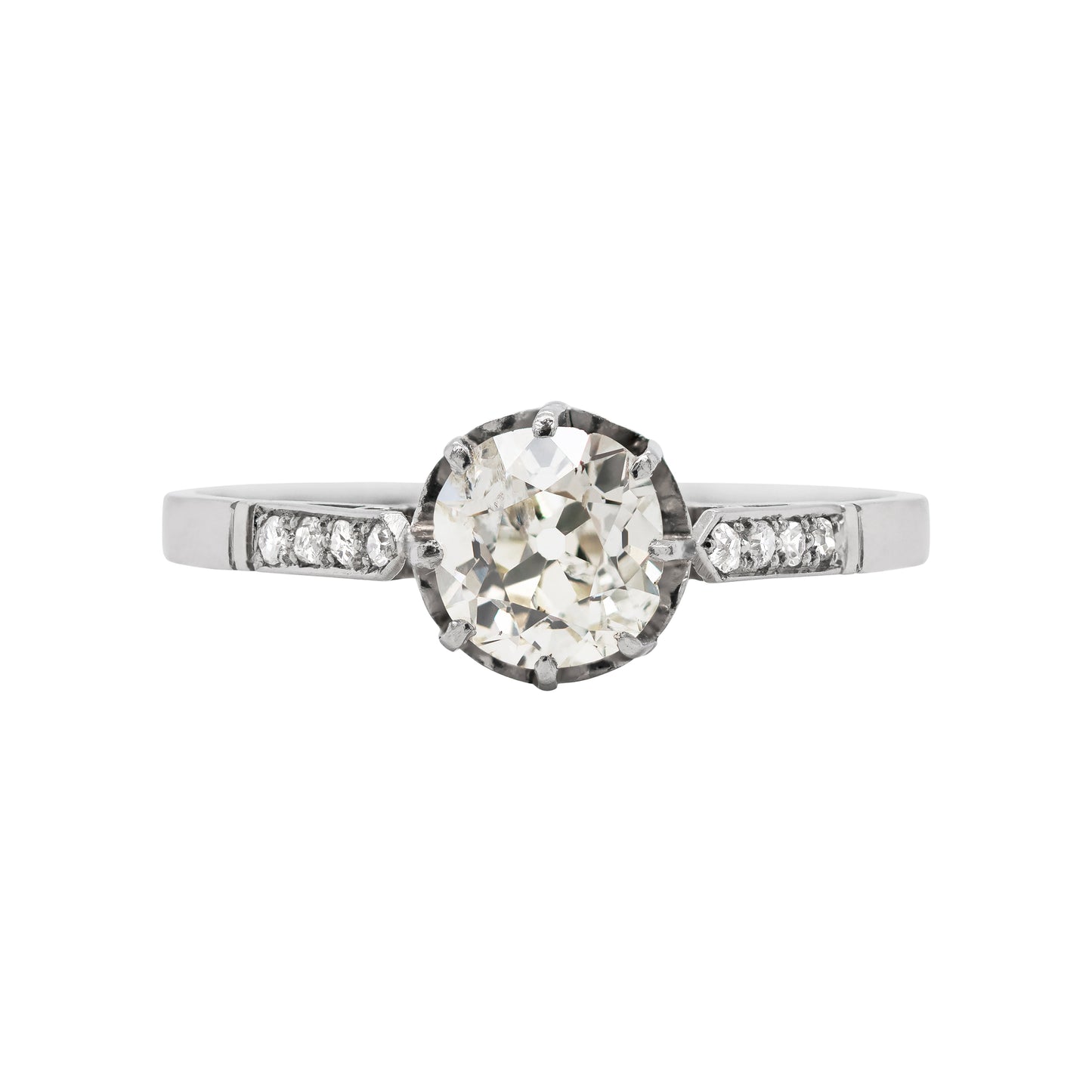 Antique 1.09 Carat Old Cut Diamond Platinum Engagement Ring C.1910