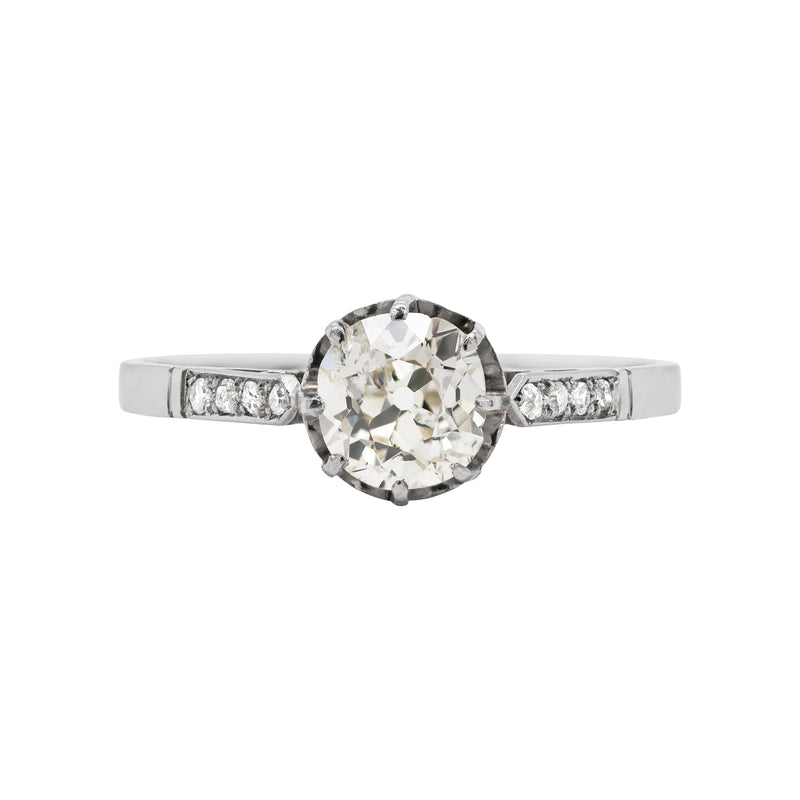 Antique 1.09 Carat Old Cut Diamond Platinum Engagement Ring C.1910