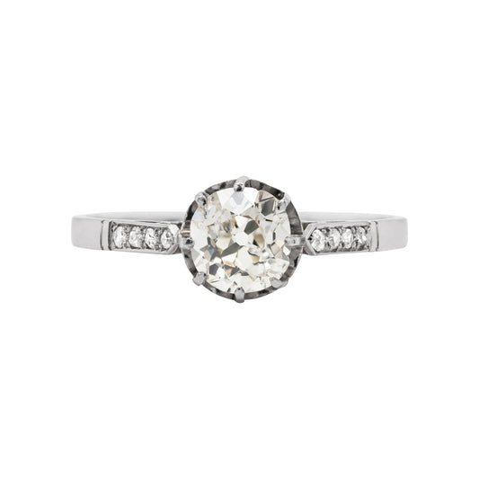 Antique 1.09 Carat Old Cut Diamond Platinum Engagement Ring, Circa 1910