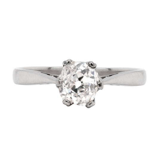 Antique 0.76ct Old Cut Diamond Platinum Engagement Ring, Circa 1920s