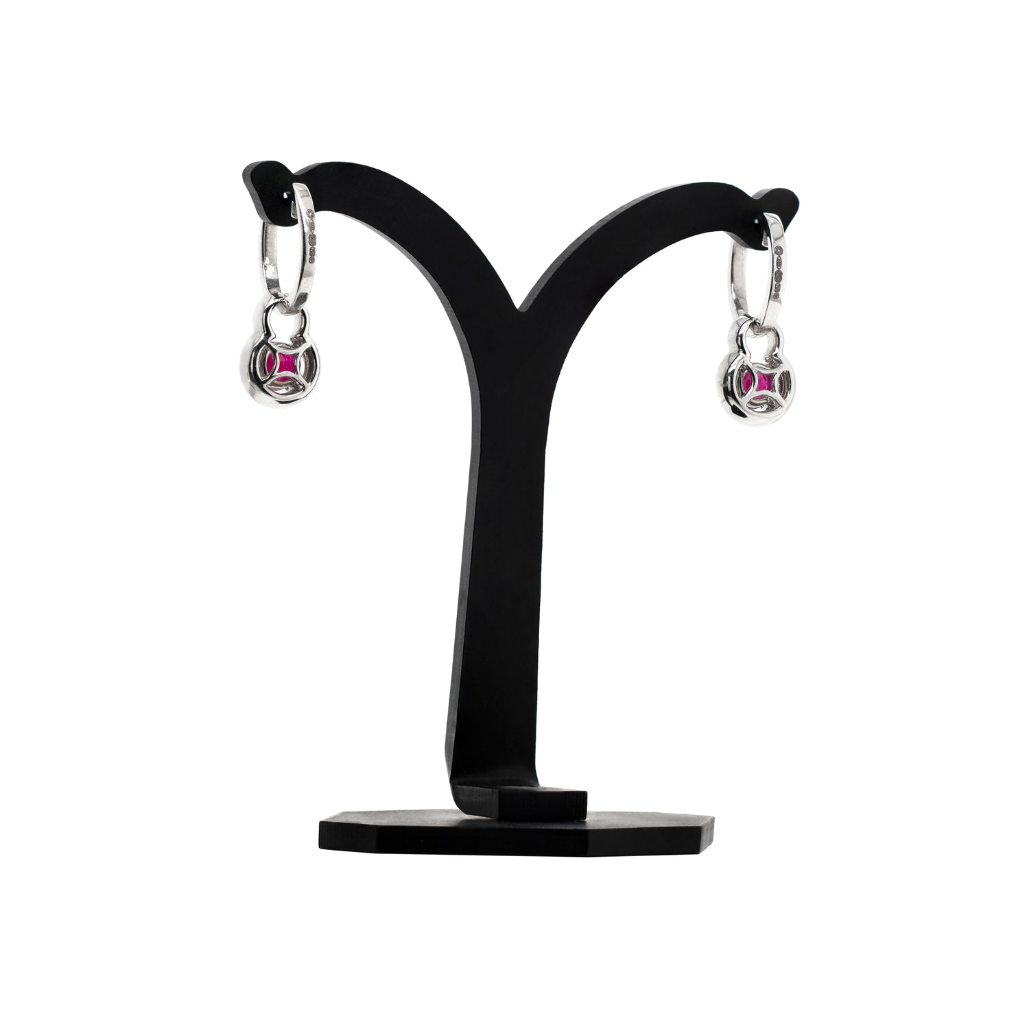 0.62ct Ruby and Diamond 18 Carat White Gold Day and Night Earrings