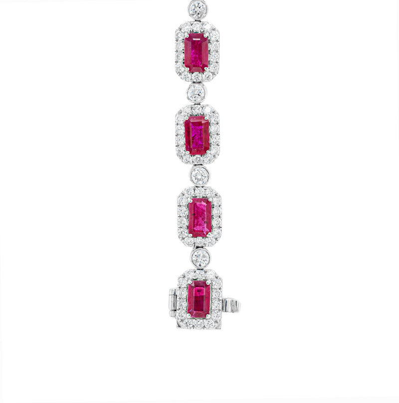 Ruby and Diamond 18 Carat White Gold Bracelet