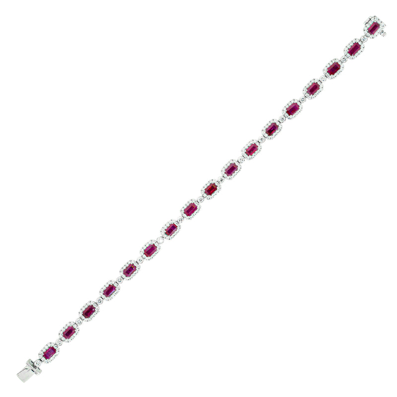 Ruby and Diamond 18 Carat White Gold Bracelet