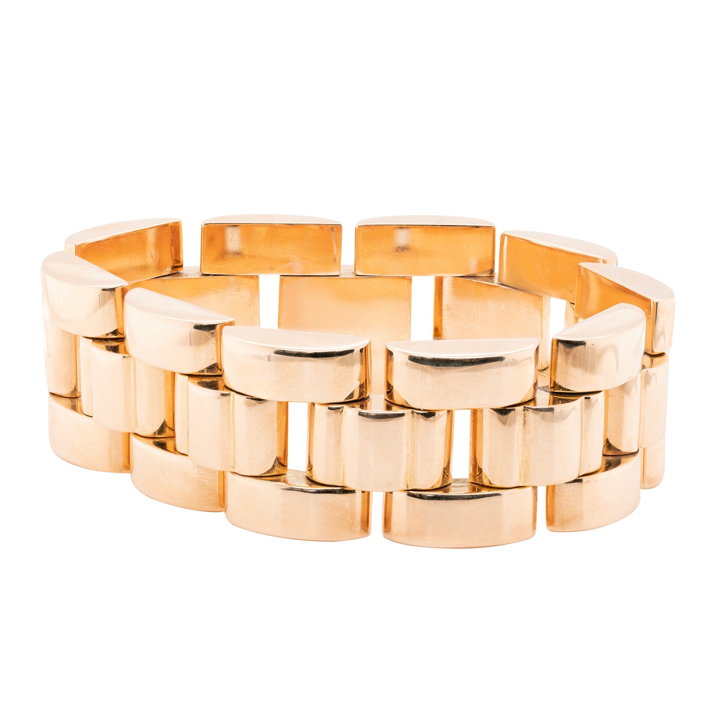 Retro 18 Carat Yellow Gold 'Tank' Style Link Bracelet
