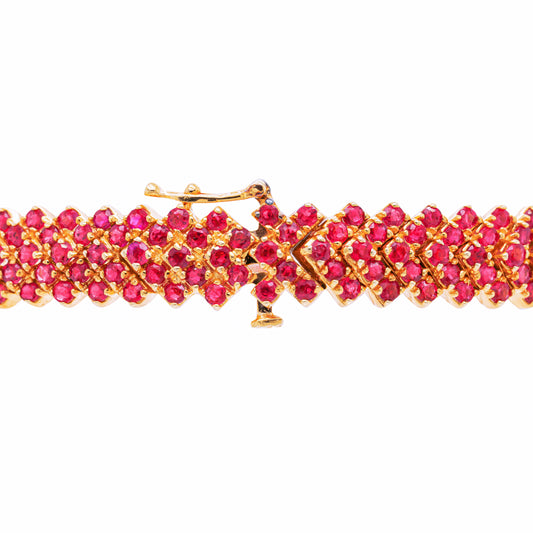 Ruby and Diamond 18 Carat Yellow Gold Bracelet
