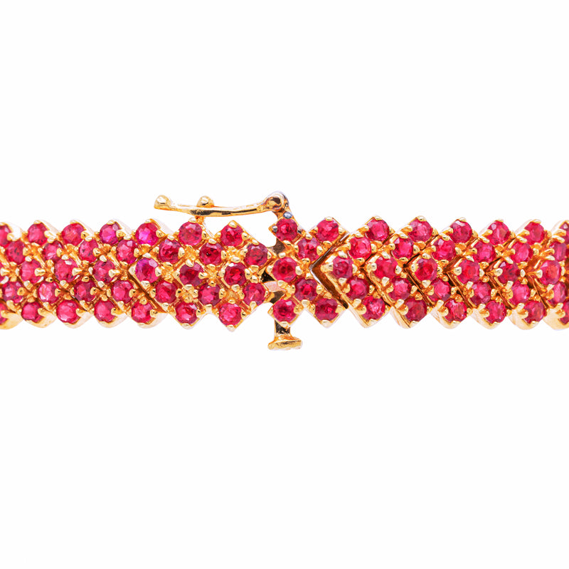 Ruby and Diamond 18 Carat Yellow Gold Bracelet