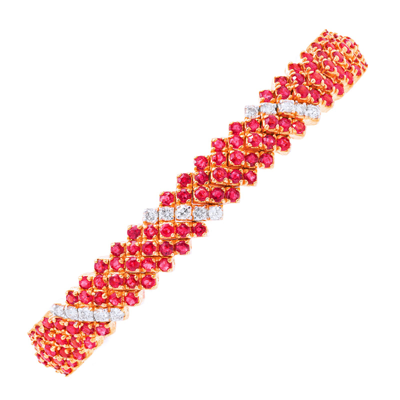 Ruby and Diamond 18 Carat Yellow Gold Bracelet