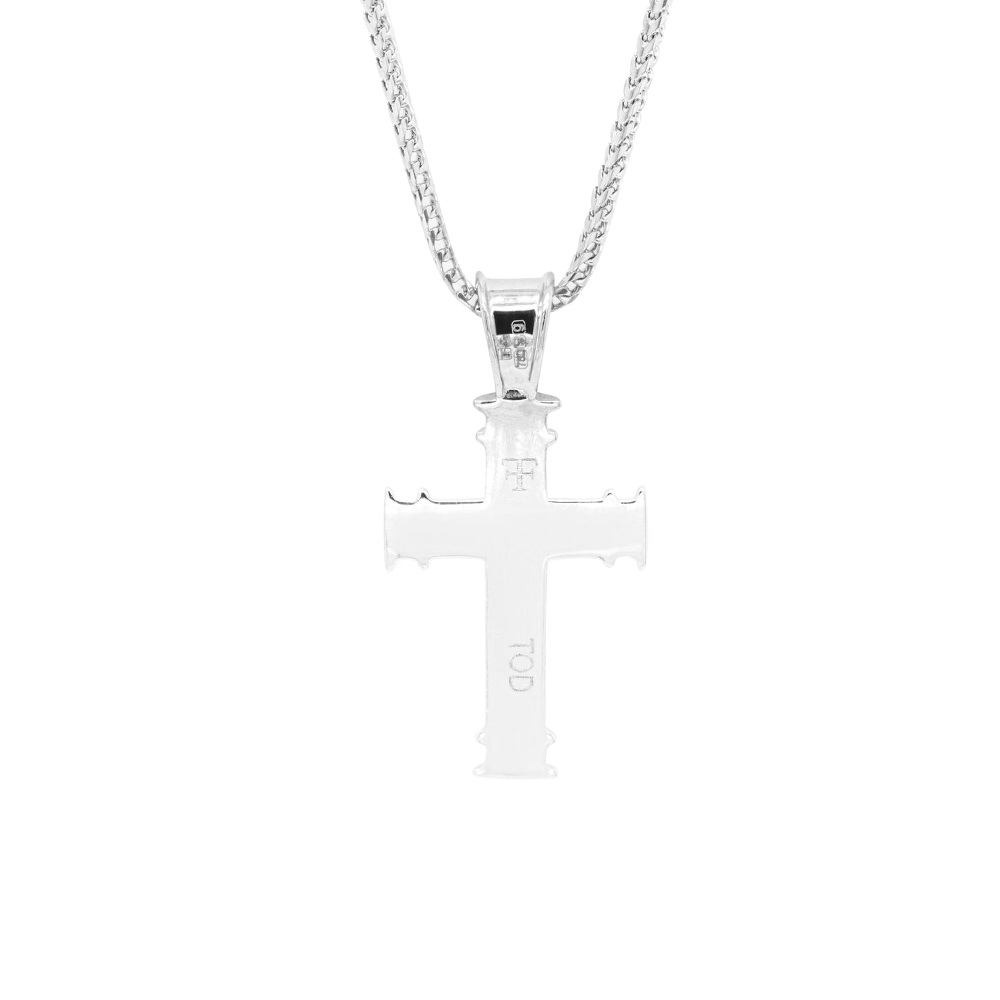 Theo Fennell 18 Carat White Gold Small Tod Cross Pendant and Chain