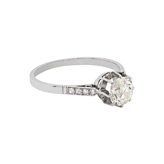 Antique 1.09 Carat Old Cut Diamond Platinum Engagement Ring, Circa 1910