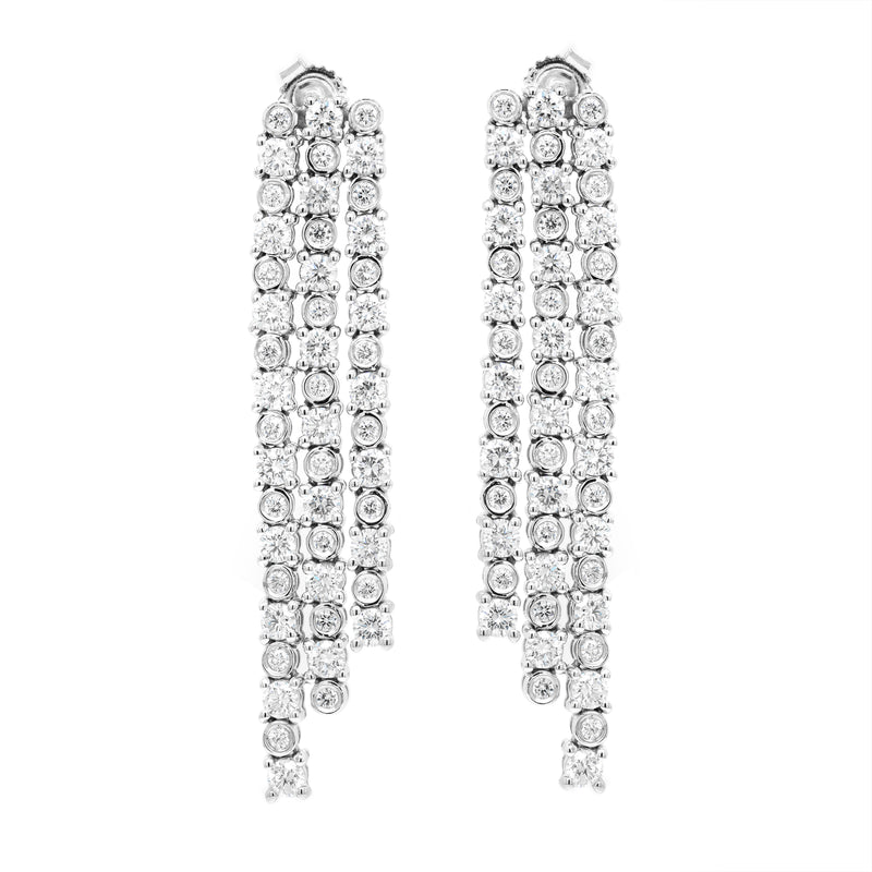 Diamond 18 Carat White Gold Three-Row Fringe Drop Earrings