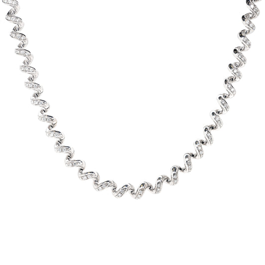 Boucheron ''Arabesques'' 18 Carat White Gold Diamond Necklace