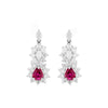 Ruby and Diamond 18 Carat White Gold Cluster Earrings