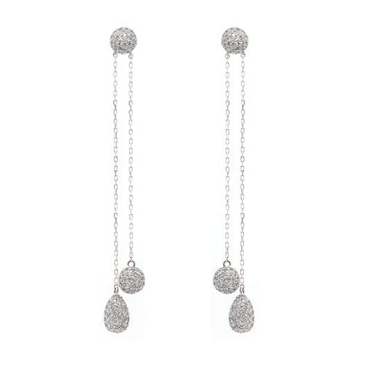 Diamond 18 Carat White Gold Chain Drop Earrings