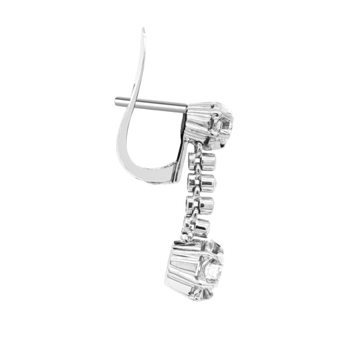 Vintage Diamond Platinum Linear Drop Earrings, circa 1950's