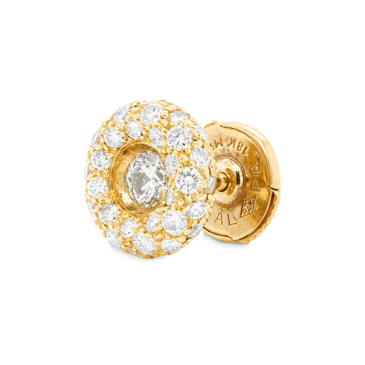 Diamond 18 Carat Yellow Gold Round Cluster Stud Earrings