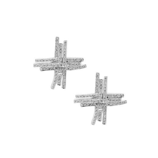 Diamond 18 Carat White Gold Cross Stud Earrings