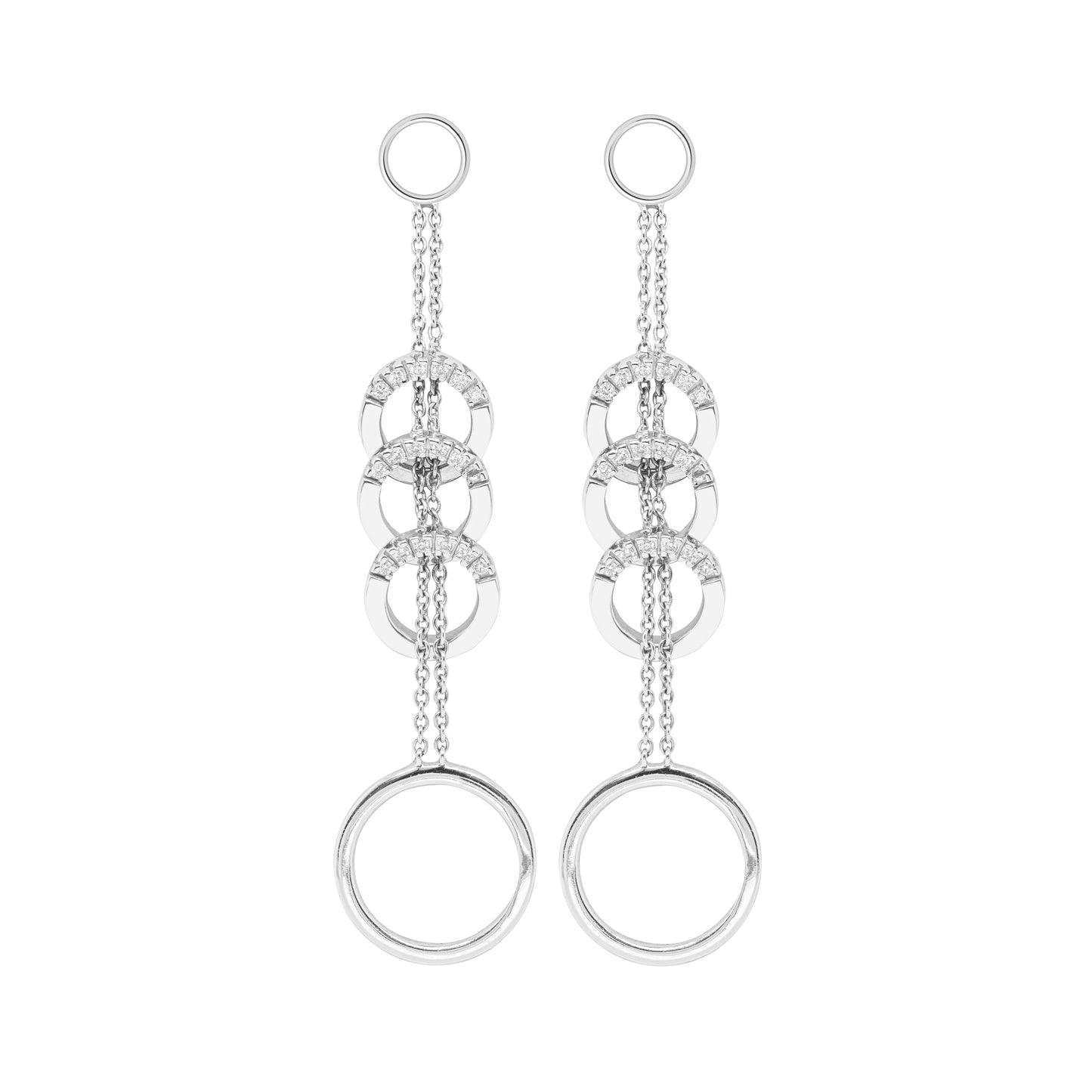 Diamond 18 Carat White Gold Chain Circle Drop Earrings