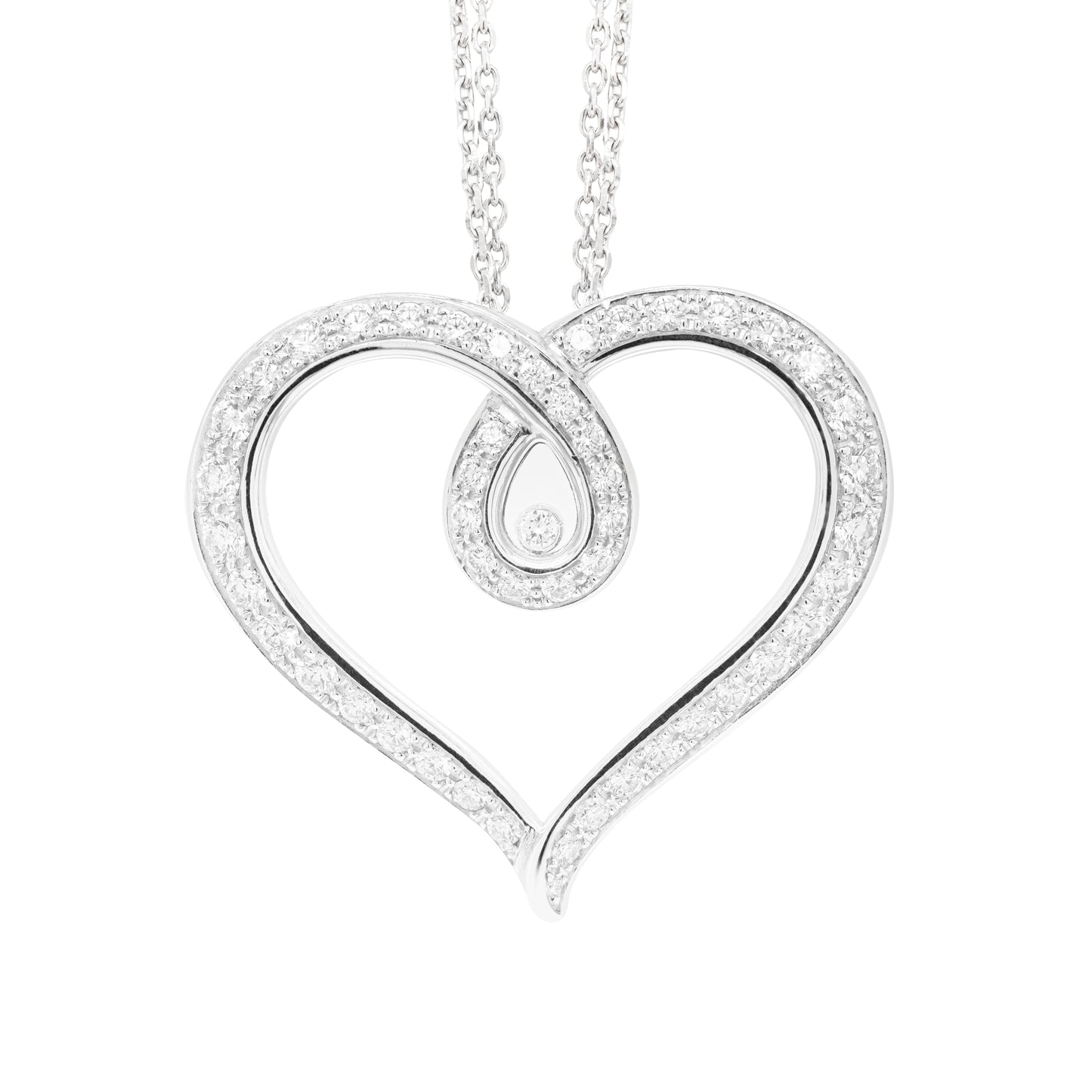 Chopard Large Happy Diamonds 18 Carat White Gold Loop Heart Pendant and Chain