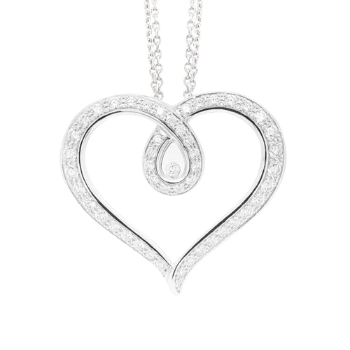 Chopard Large Happy Diamonds 18 Carat White Gold Loop Heart Pendant and Chain