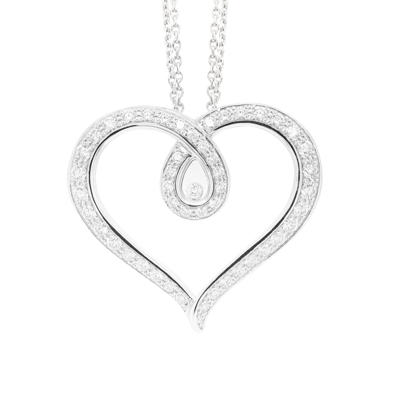 Chopard Large Happy Diamonds 18 Carat White Gold Loop Heart Pendant and Chain
