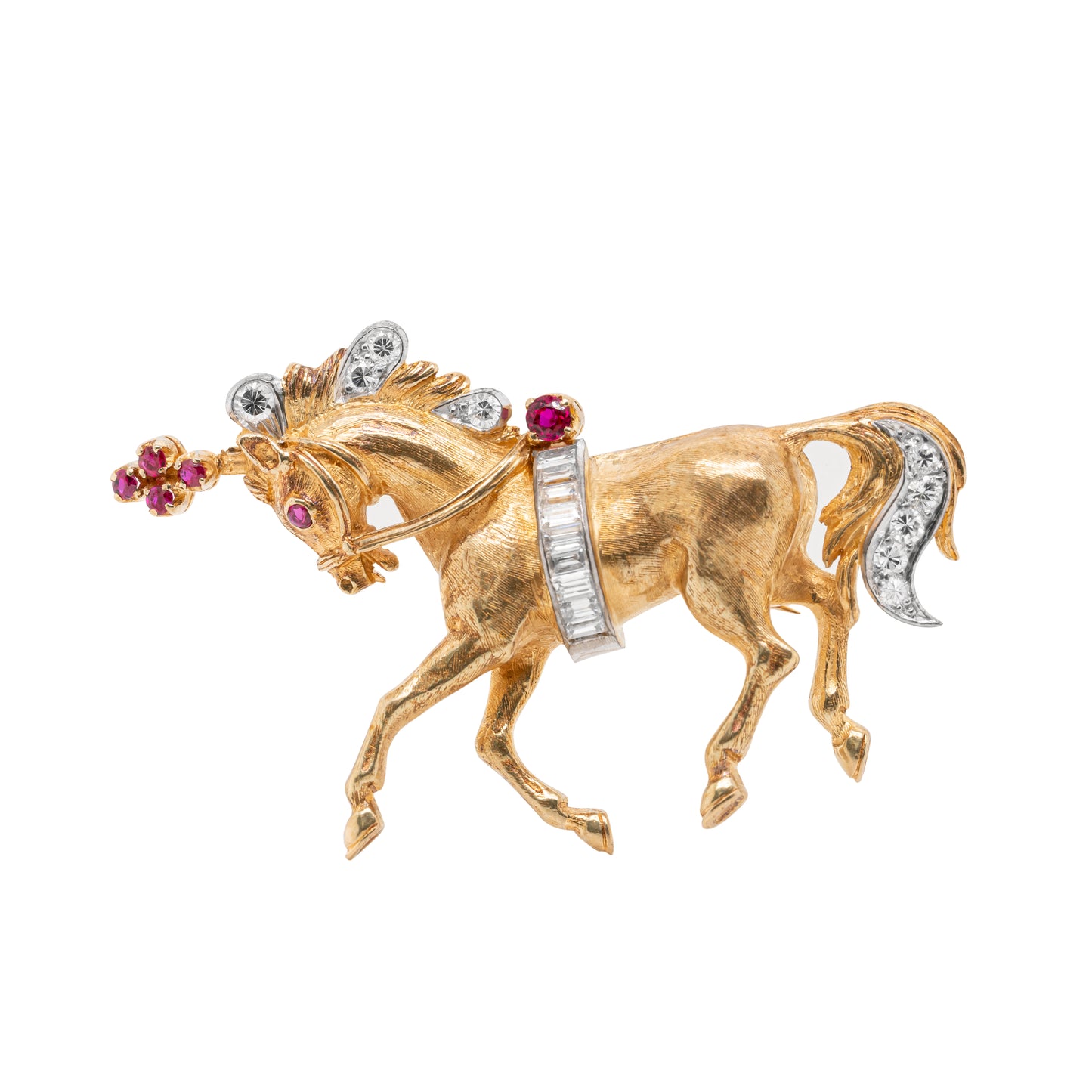 Ben Rosenfeld Ruby and Diamond 18 Carat Yellow Gold Brooch, 1961