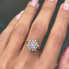 Diamond 18 Carat White and Yellow Gold Snowflake Cluster Engagement Ring